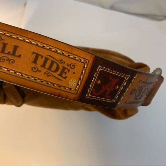 Fossil Brown Brushed Corduroy Velvet  Handbag Leather University of AL Strap - Picture 4 of 12